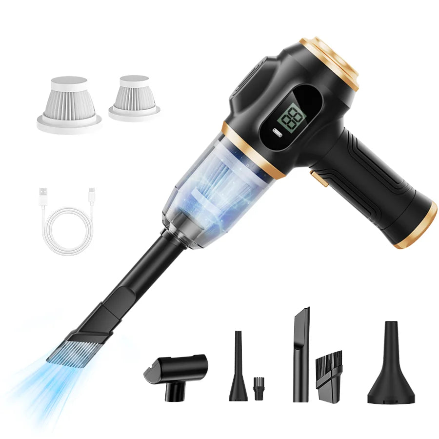 Powerful USB Rechargeable Vacuum Cleaner for Home and Car - High Suction Carpet Cleaner with Versatile Attachments
